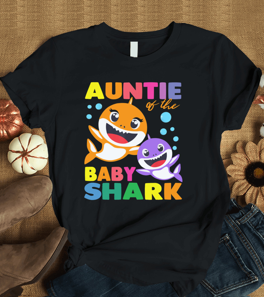 Auntie of the Baby Shark Birthday Aunt Shark T-Shirt
