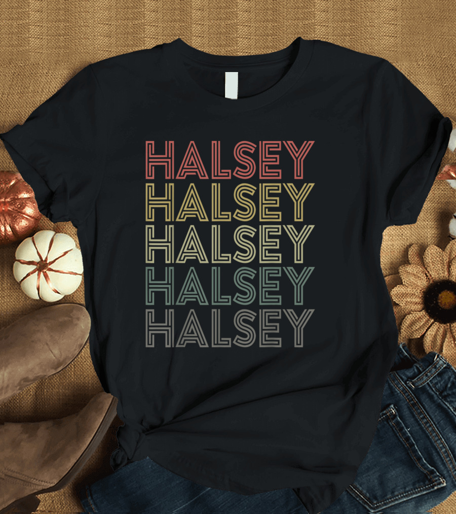 Halsey Multicolored Retro Aesthetic Name Repetition T-Shirt