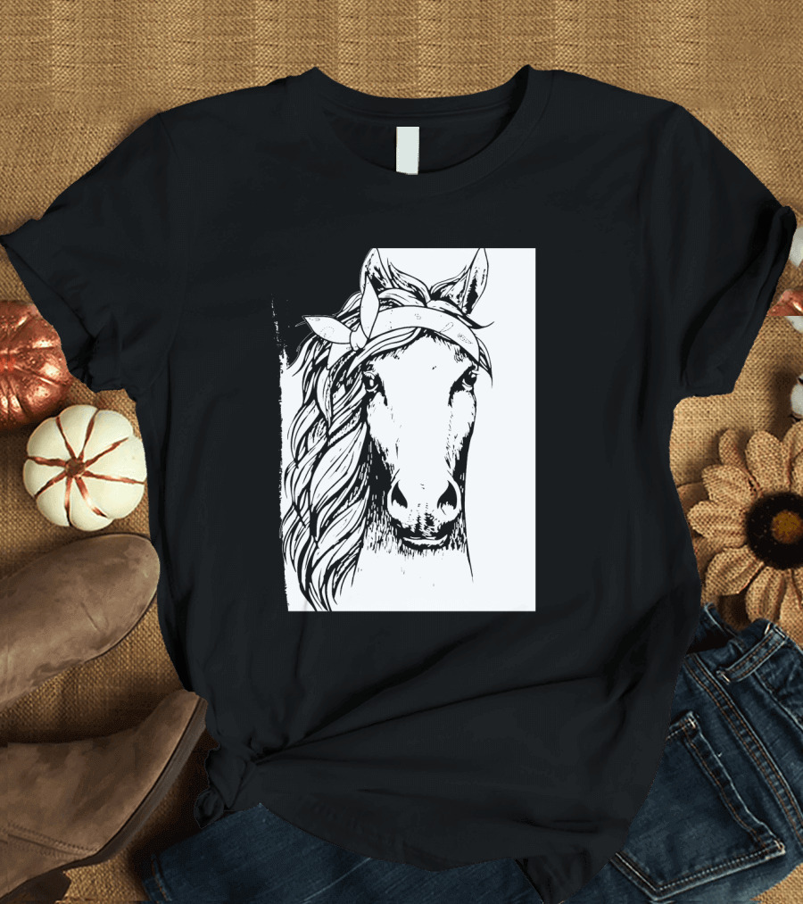 Horse Bandana Sketch for Horseback Riding Enthusiasts T-Shirt