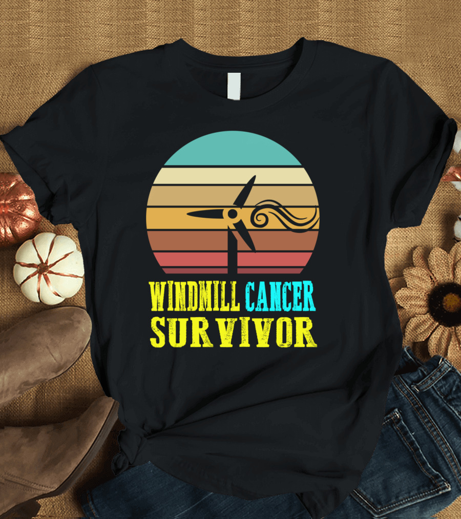 Trump Windmill Cancer Survivor Awareness Anti Retro Circle Lines T-Shirt