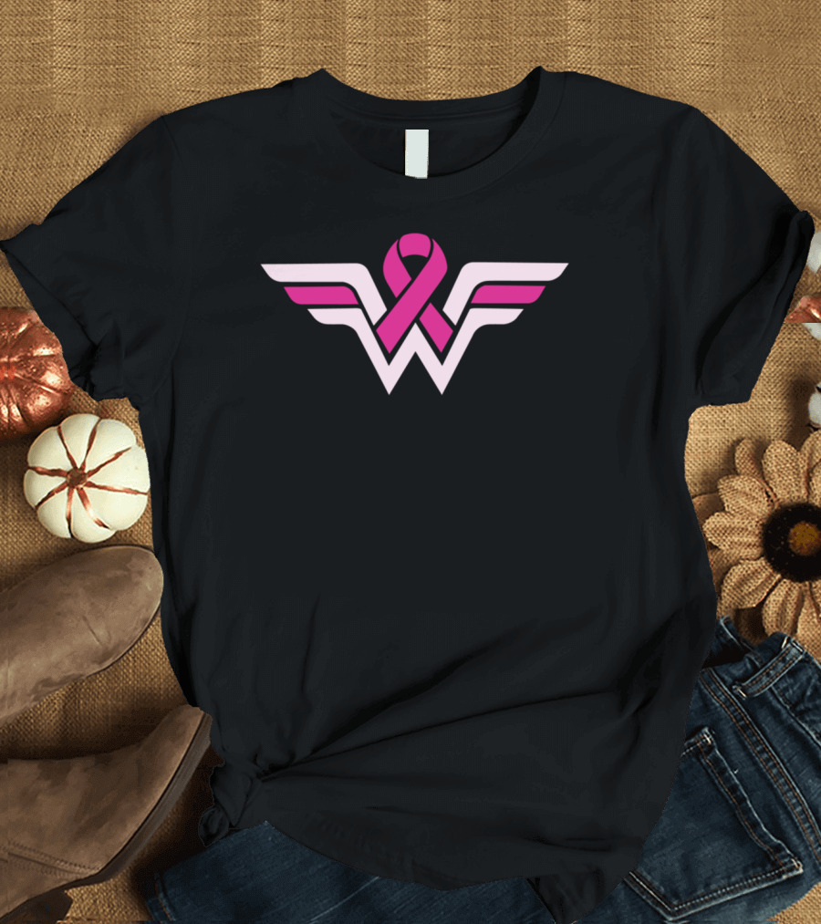 Fight Like A Hero Breast Cancer Awareness Hope Pink Ribbon Wonder Woman T-Shirt