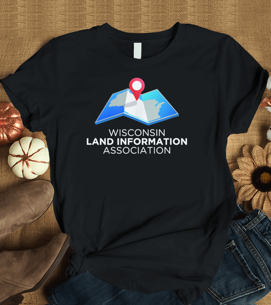 WLIA Wisconsin Land Information Association Logo with Map Pin T-Shirt