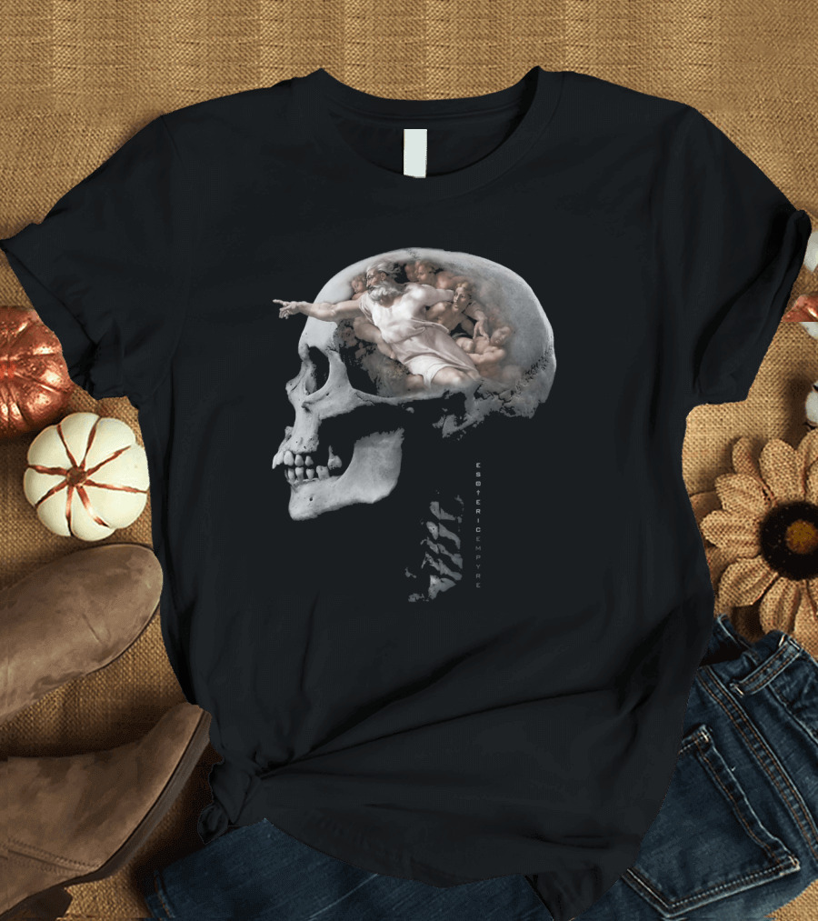 Creation Of Adam Michelangelo Sistine Skull Esoteric Empire T-Shirt