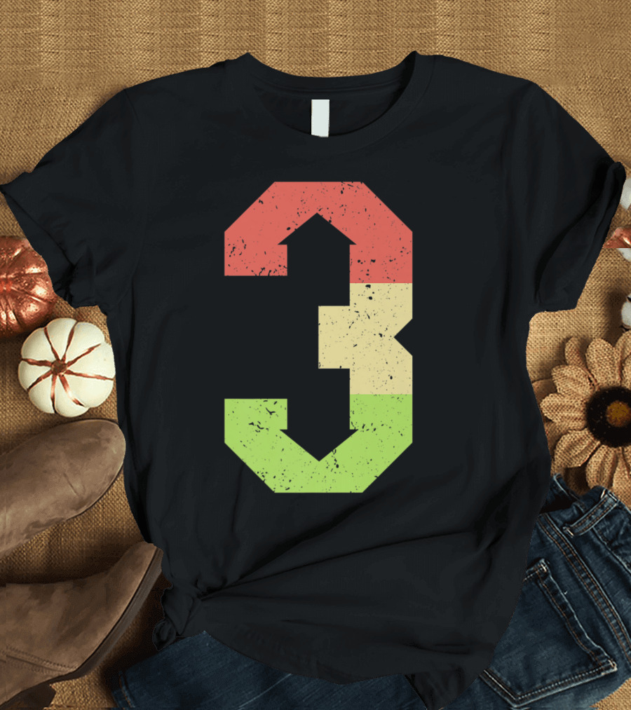 3 Up 3 Down Vintage Distressed Baseball Red Yellow Green T-Shirt