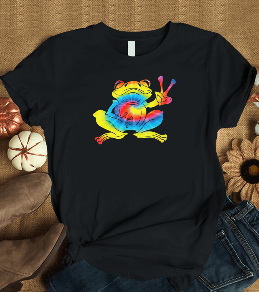 Cool Tie Dye Funny Hippie Peace Frog Tadpole T-Shirt