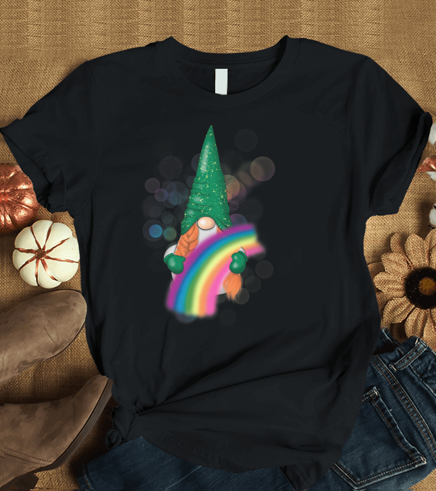 Spring Gnome With Rainbow Gif Gnomes Magic T-Shirt