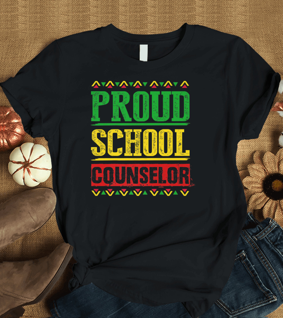 Proud School Counselor Africa Pride Rasta Colors T-Shirt