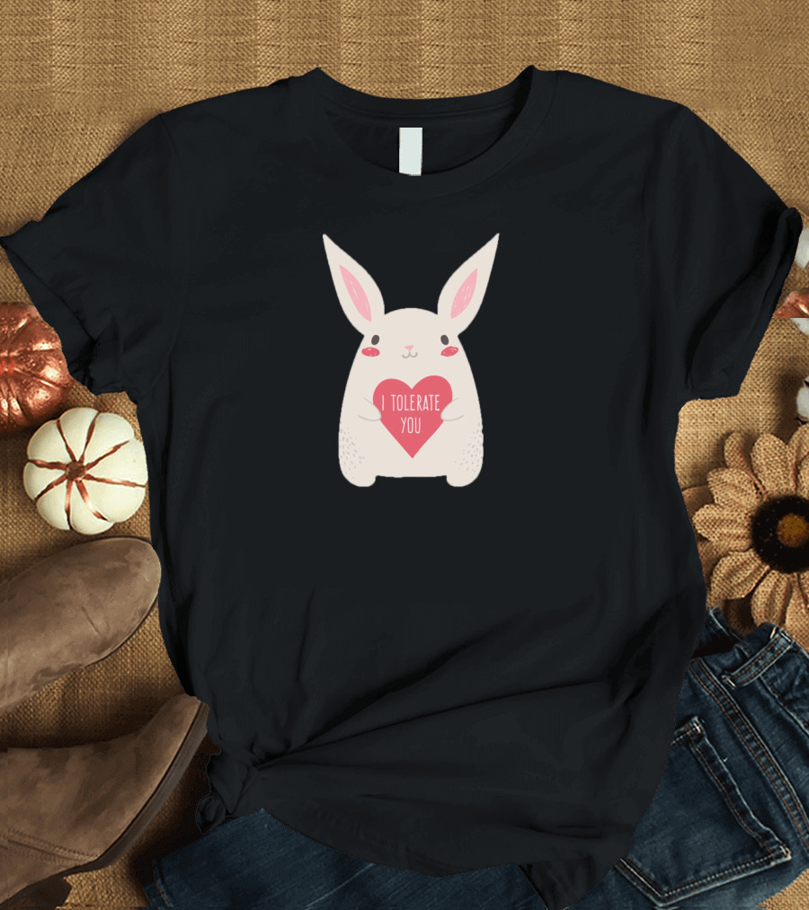 Valentine's Day Cute Bunny I Tolerate You Funny Romantic Humor T-Shirt