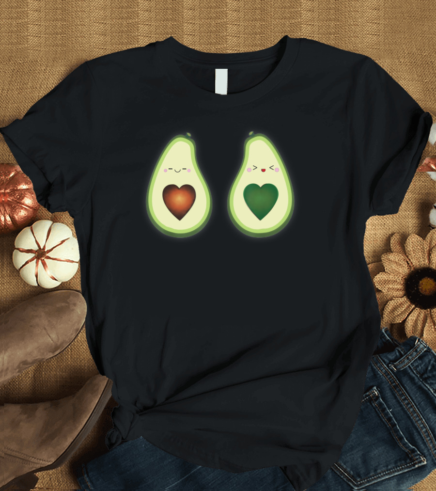 Best Friends Kawaii Avocado Love Heart Duo T-Shirt