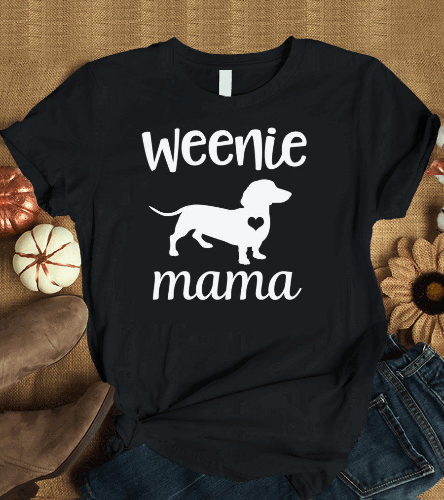 Weenie Mama Cute Dachshund Mom Doxie Heart T-Shirt