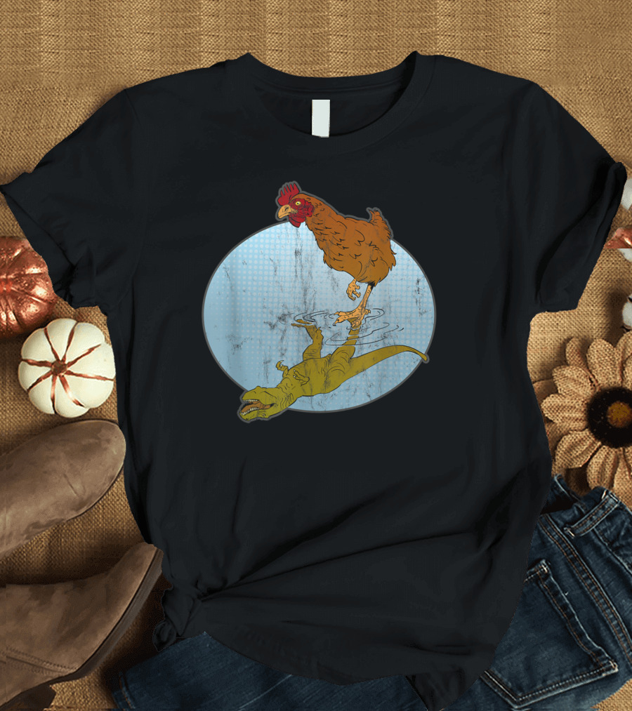 Chicken Dinosaur Evolution Science Lover Humorous Reflection T-Shirt