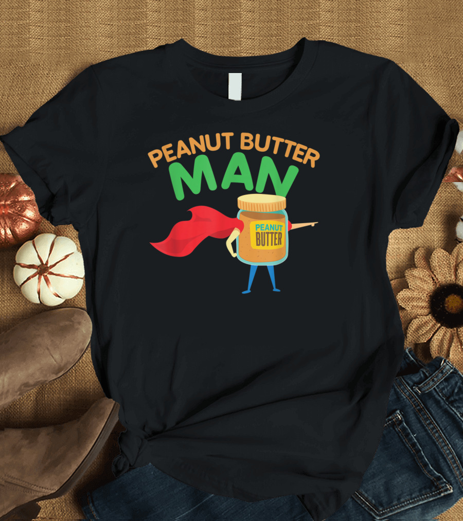 Peanut Butter Man Hero with Red Cape T-Shirt