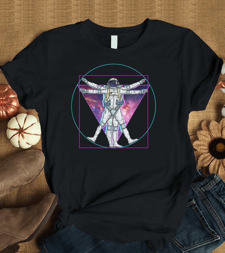 Vaporwave Astronaut Vitruvian Man Pastel Goth Cosmic Geometry T-Shirt