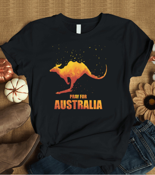 T-Shirt: Pray For Australia Kangaroo Silhouette Fire T-Shirt Pray For Australia Kangaroo Silhouette Fire T-Shirt