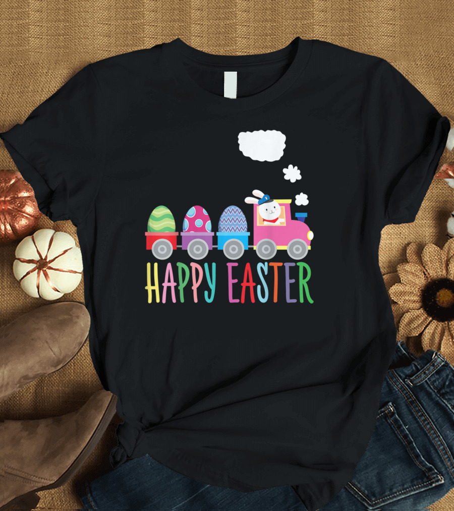 Happy Easter Bunny Wagon Egg Hunt T-Shirt