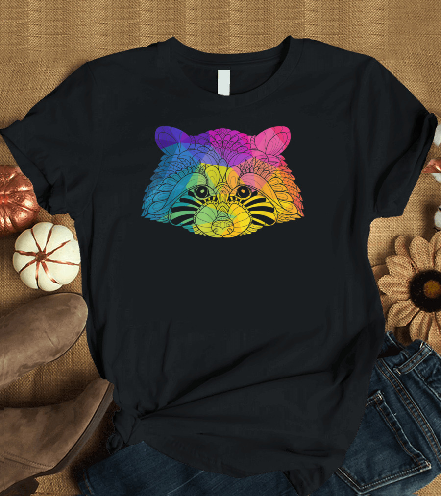 Cheeky Raccoon Trash Panda Lover Rainbow T-Shirt