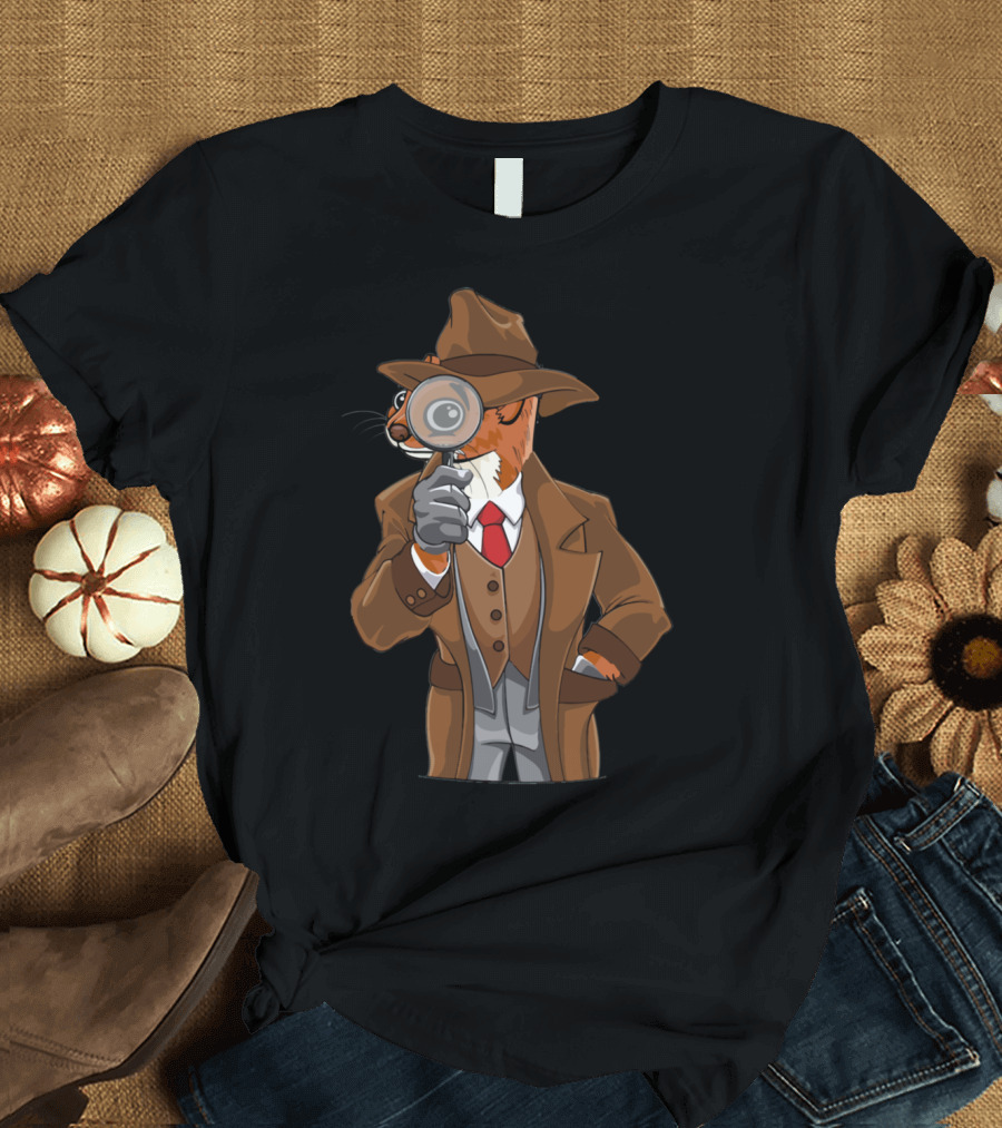 Funny Sherlock Holmes Weasel Detective Magnifying Glass British T-Shirt