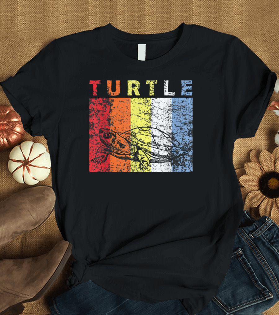 TURTLE Retro Striped Vintage Look T-Shirt