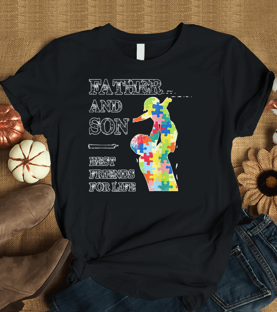 Father And Son Best Friends For Life Autism Puzzle Piece T-Shirt