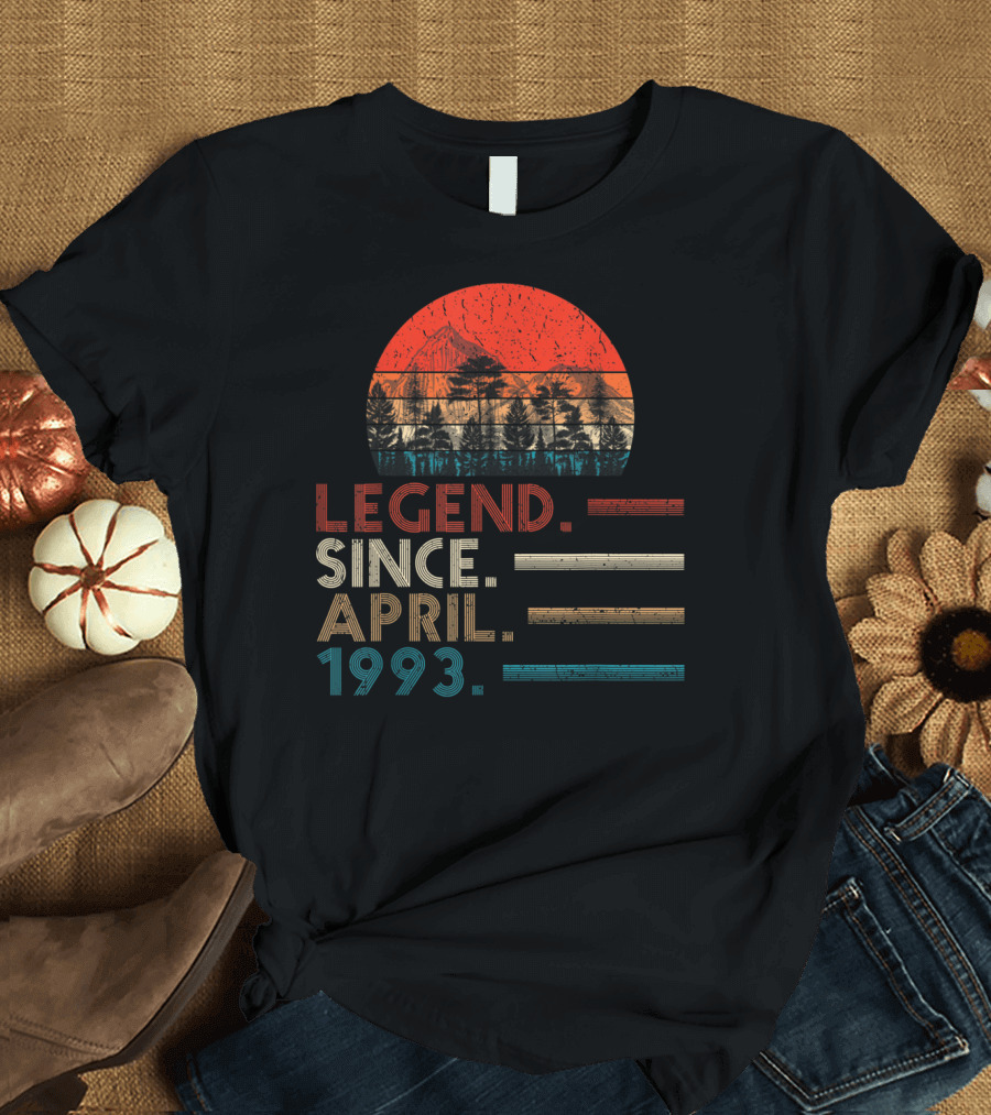 Legend Since April 1993 Vintage Sunset Forest T-Shirt