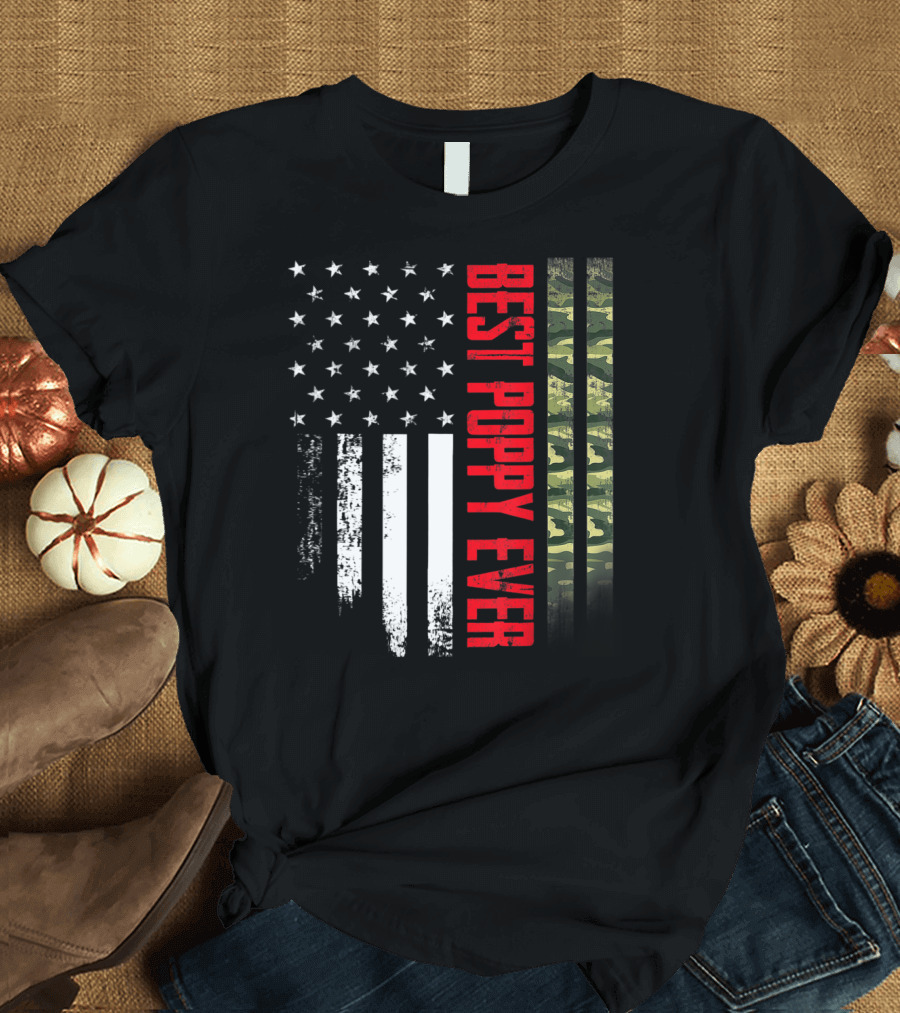 Best Poppy Ever American Flag Camo Design USA Flag T-Shirt