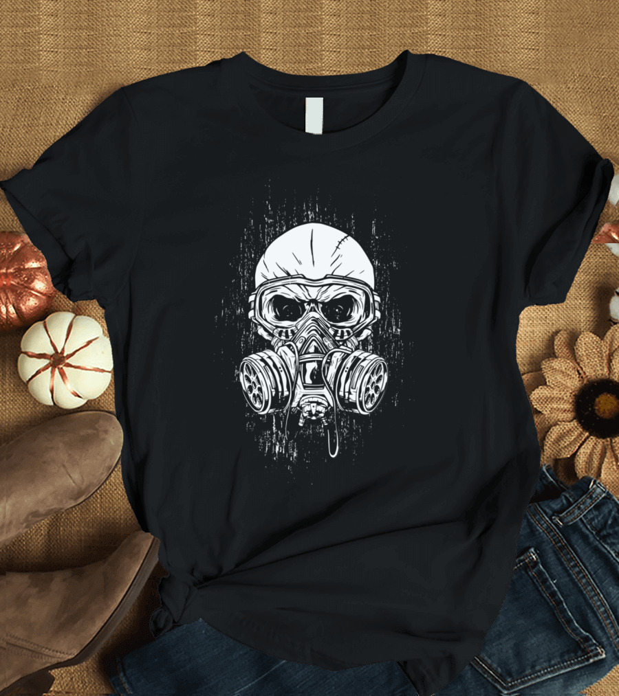 Gothic Skull Gas Mask Creepy Apocalypse T-Shirt