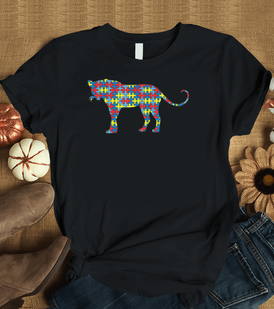 Panther Jaguar Puzzle Autism Awareness Kids T-Shirt
