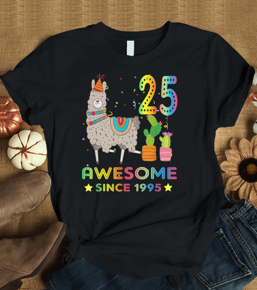 25 Awesome Since 1995 Llama Birthday Celebration T-Shirt