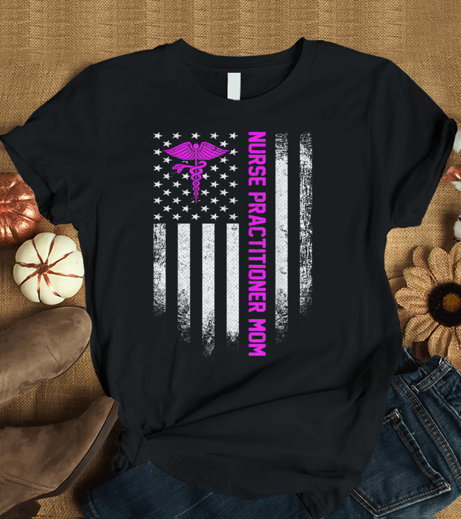 Vintage USA American Flag Nurse Practitioner Mom T-Shirt