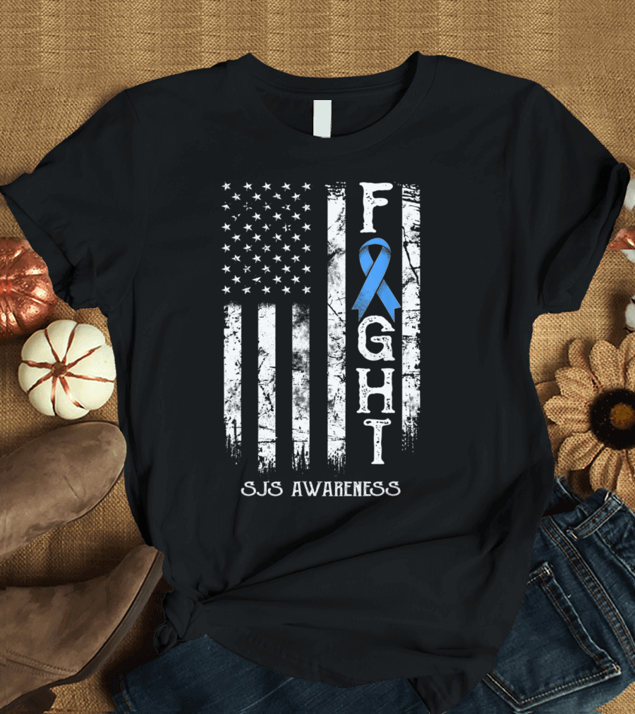 Fight SJS Awareness US Flag T-Shirt