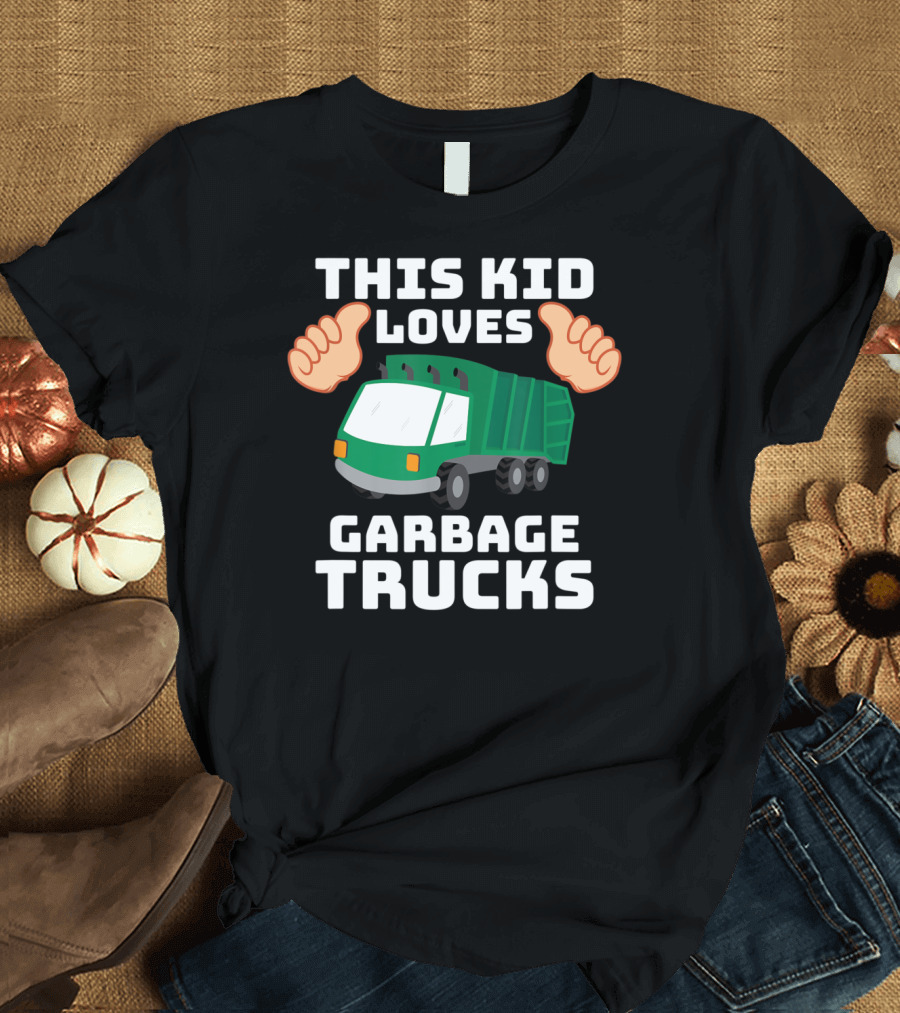 This Kid Loves Garbage Trucks Boy Birthday Party Thumbs Up T-Shirt