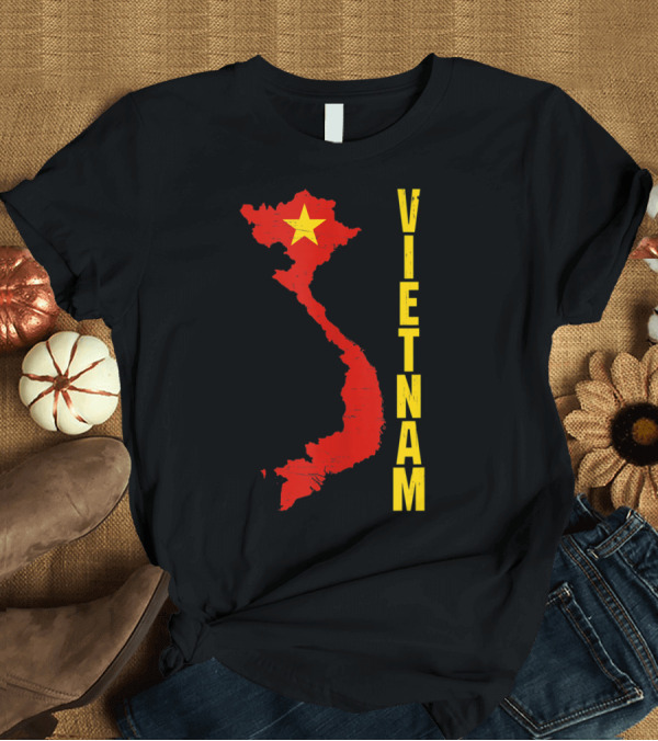 T-Shirt: Vietnam Souvenir Map with Vietnamese Flag Star T-Shirt Vietnam Souvenir Map with Vietnamese Flag Star T-Shirt