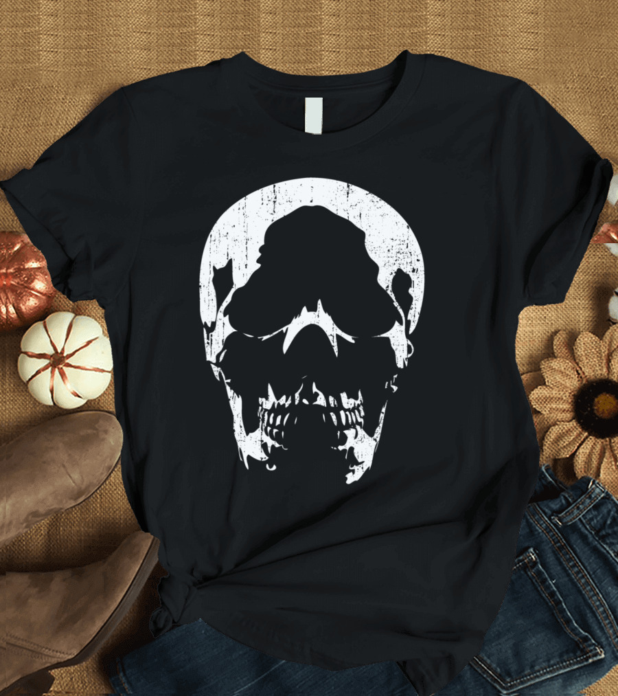 Skull Tattoo in Shadows Retro Vintage Grunge T-Shirt