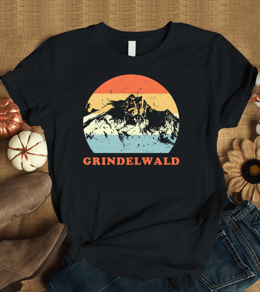 Grindelwald Swiss Vintage Mountain Retro Sunset Lovers T-Shirt