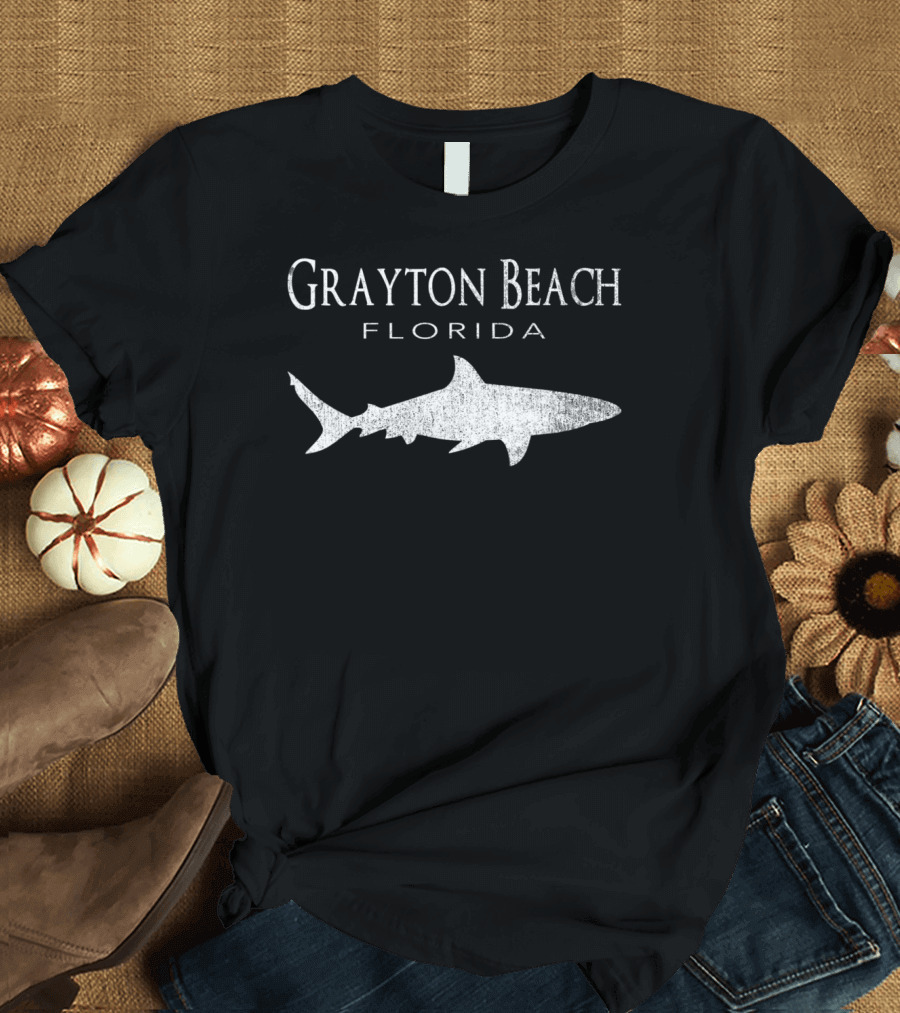 Grayton Beach Florida Shark Retro T-Shirt