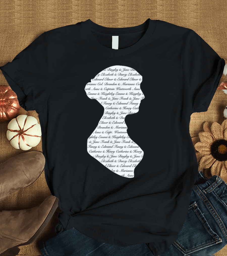 Jane Austen Vintage Characters Silhouette Literary Book Club T-Shirt