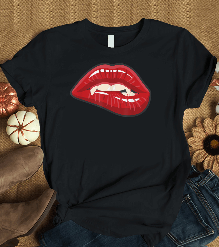 Dracula Vampire Red Fanged Lips T-Shirt