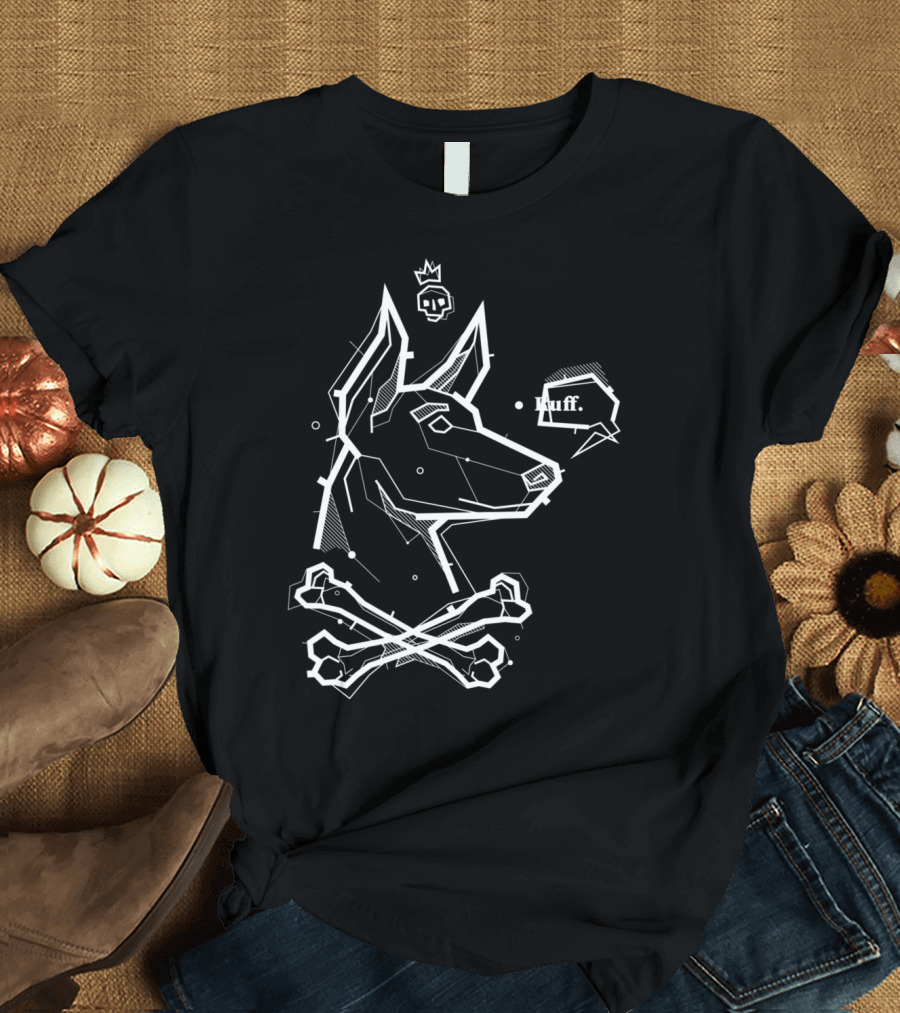 Doberman Pinscher Pirate Geometric Dobie Ruff Crossbones Crown T-Shirt