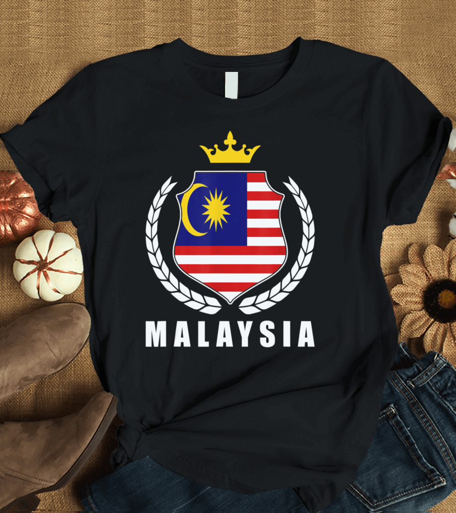 Malaysia Flag with Crest and Crown Emblem T-Shirt