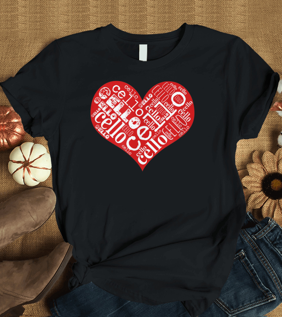 Cello Heart Love Cello Word T-Shirt