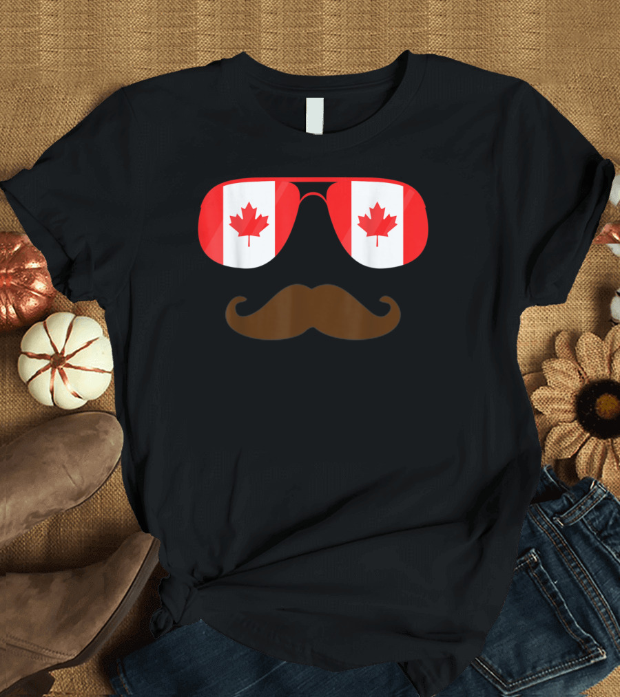 Canada Flag Sunglasses Moustache Canadian Pride T-Shirt