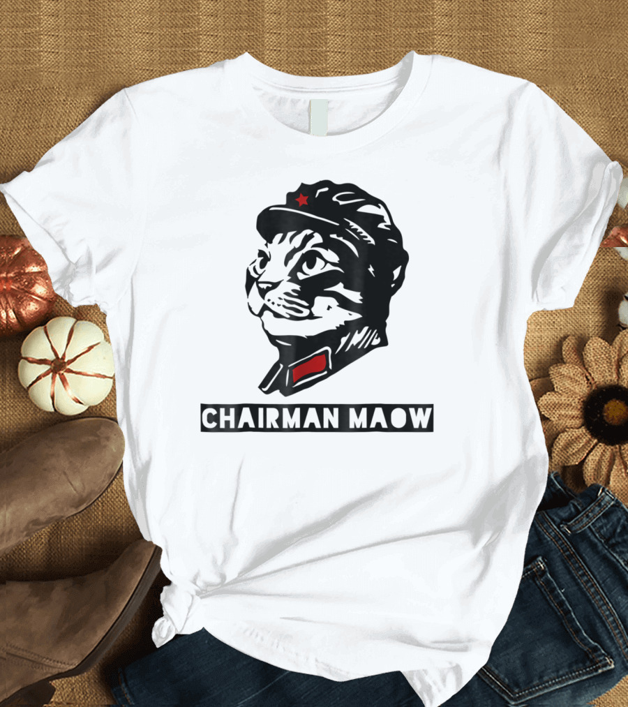 Chairman Maow Communist Cat with Red Star Hat T-Shirt