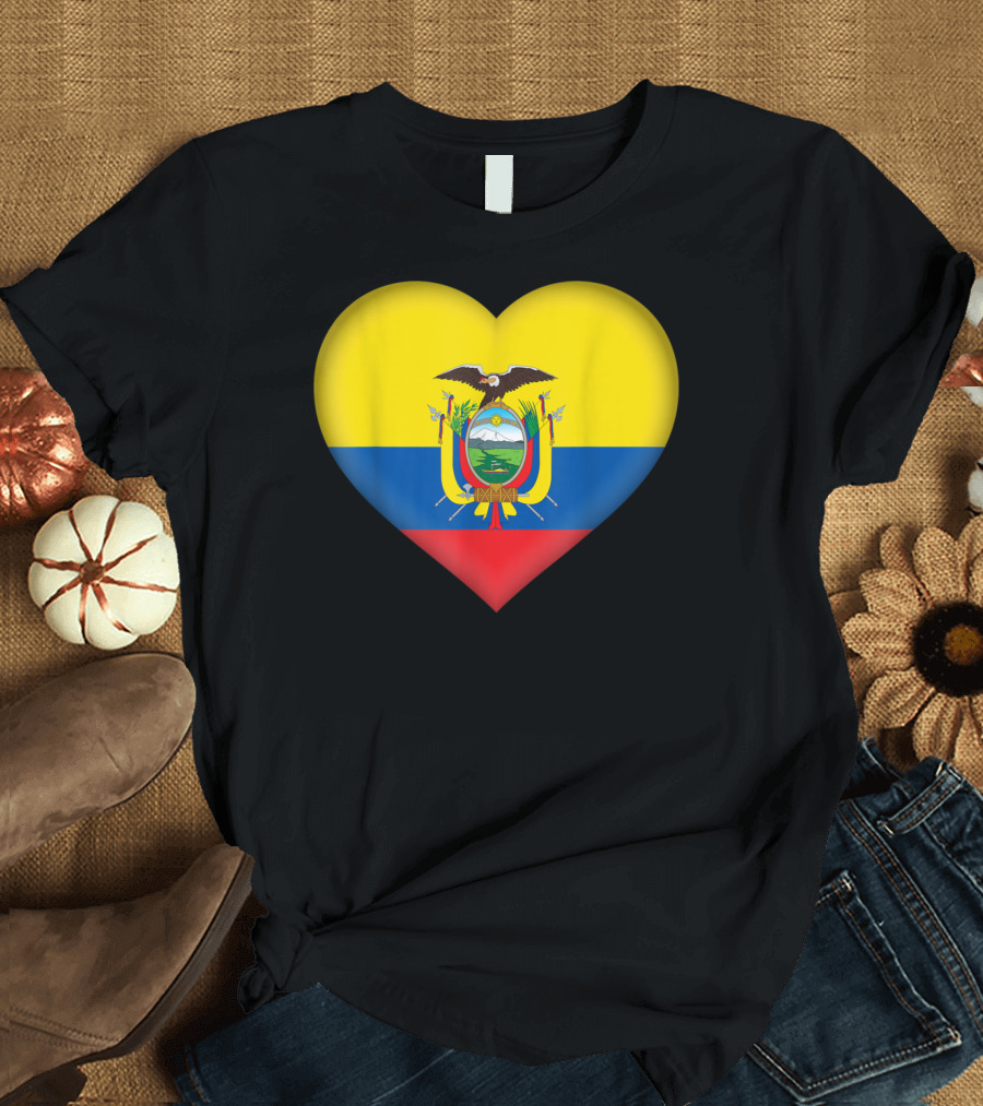 I Love Ecuador Heart Ecuadorian Flag Emblem T-Shirt