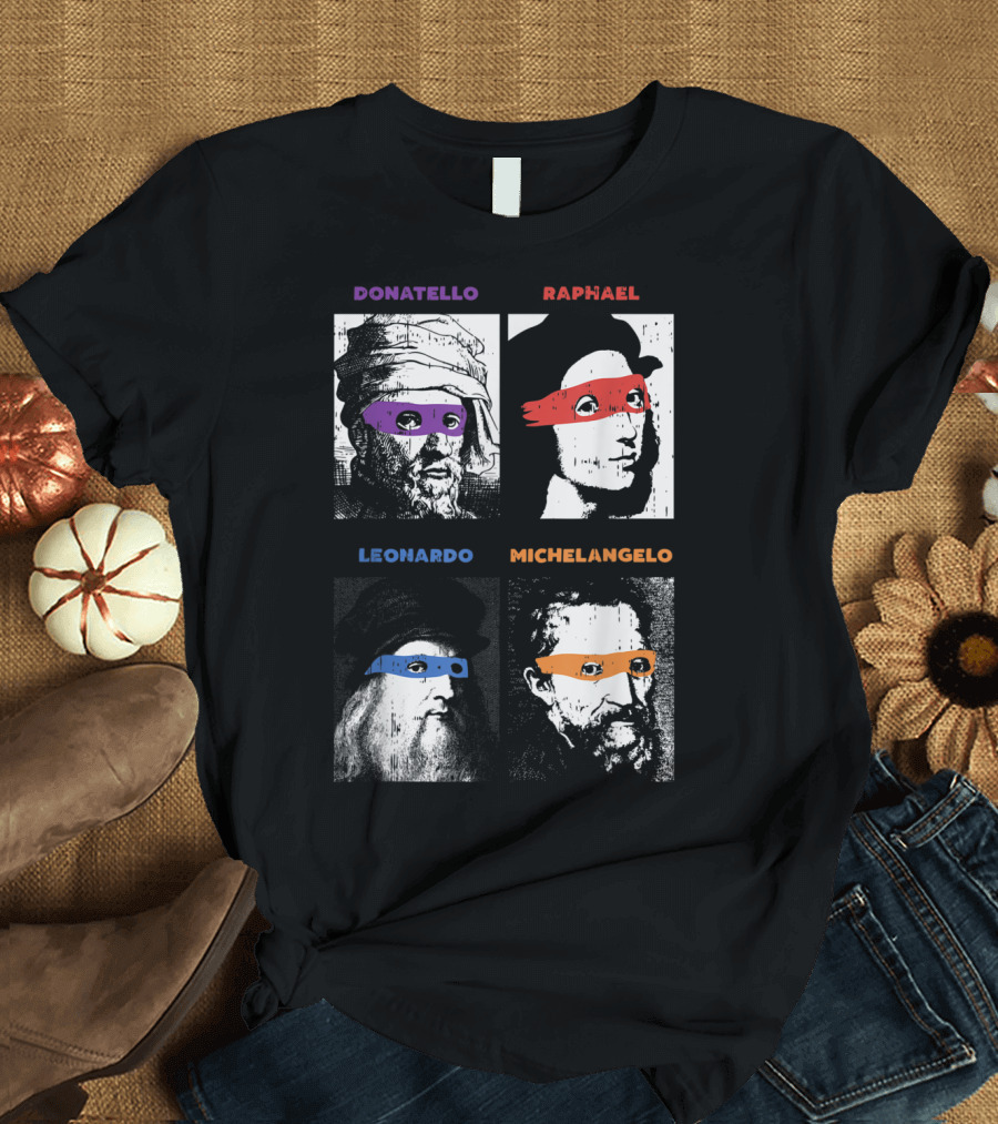 Donatello Raphael Leonardo Michelangelo Renaissance Ninja Masks Pop Humor T-Shirt