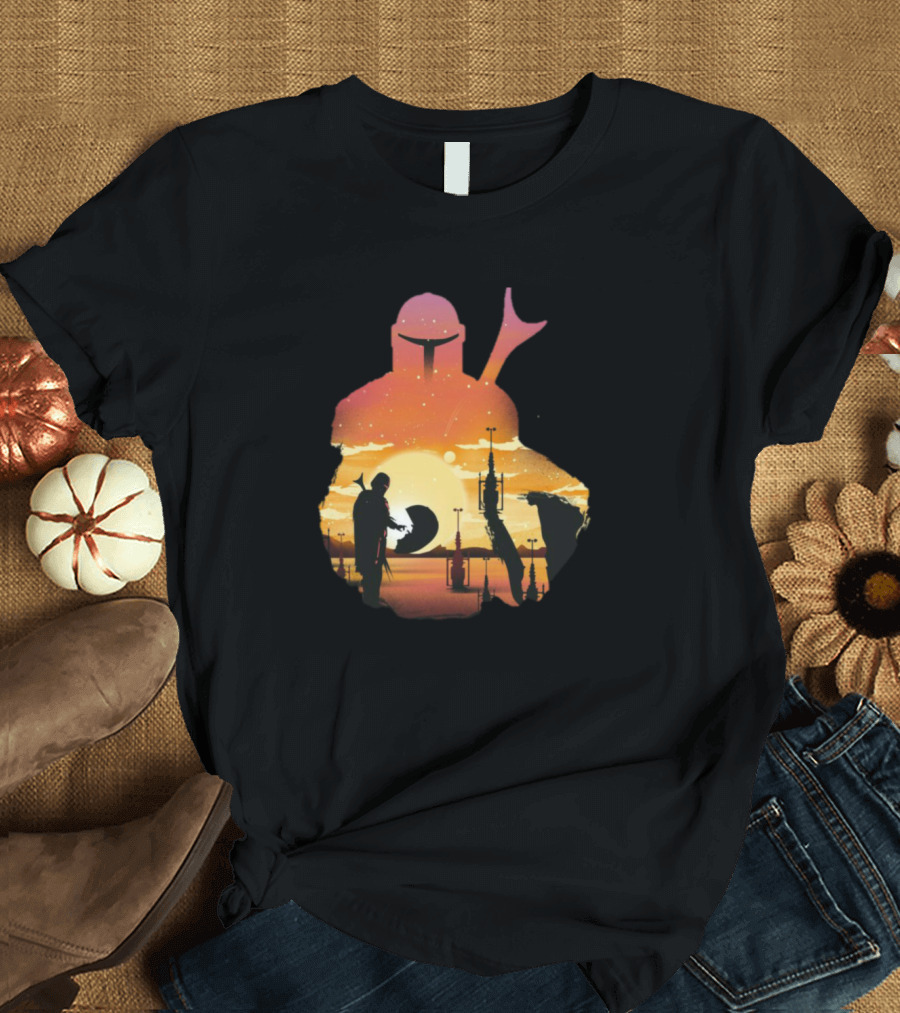 Bounty Hunter Sunset Silhouette Scene T-Shirt
