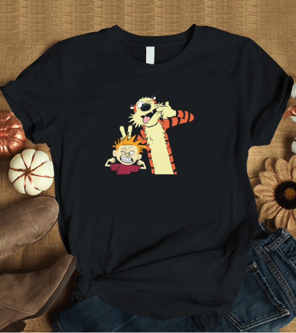 T-Shirt: Calvin And Hobbes Funny Poses Iconic Comic Characters T-Shirt Calvin And Hobbes Funny Poses Iconic Comic Characters T-Shirt