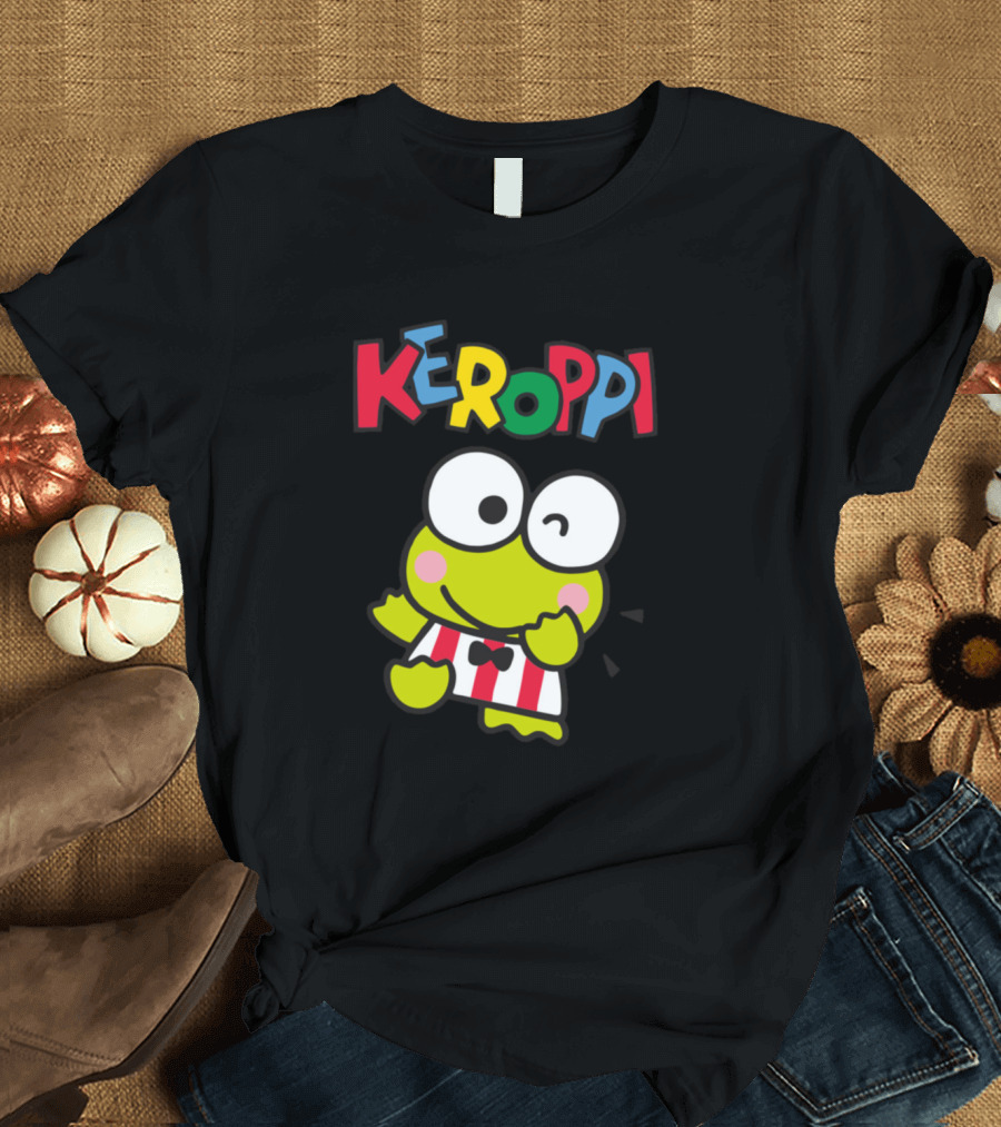 Keroppi Cute Kerr Frog in Red and White Striped T-Shirt