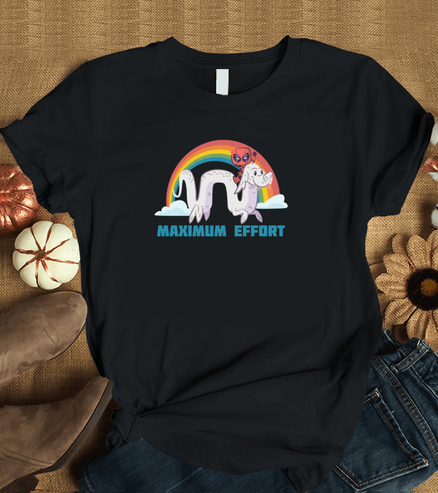 Maximum Effort Lil Bffs Deadpool Luckdragon Rainbow T-Shirt