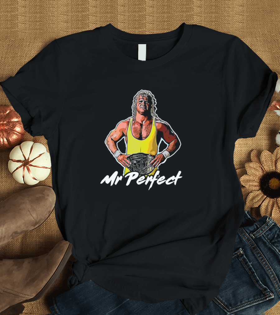 Mr Perfect Wrestling Champion Icon with Belt T-Shirt