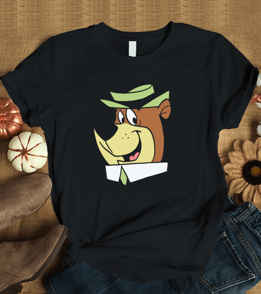 Yogi Bear Cartoon Character with Green Hat and Tie T-Shirt